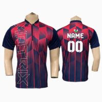 Jaguar Cricket Jersey in Navy Red with Name and Number Print - Premium Polyester, Quick Dry
